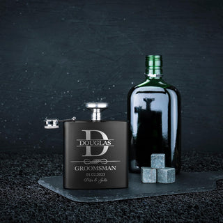 Set of 6, Groomsmen Gifts for Wedding | Personalized Groomsmen Flasks w/Optional Gift Box, Bachelor Party Team, 6 oz. Custom Engraved Hip Flasks for Best Man and Groomsman Proposal #3, Stainless Steel