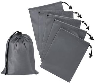 PALTERWEAR Drawstring Bag with Toggle - Nylon Cinch and Ditty Pouch - Six Pack (Black, 6 x 8 Inch, Set of 6)