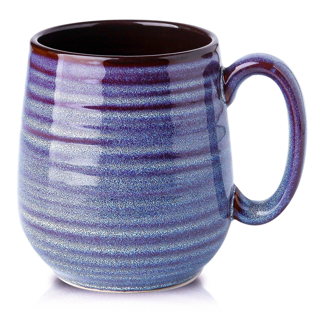 HASENSE Coffee Mugs Gift Set, 20 oz Ceramic Coffee Cups for Men and Women, Premium Large Tea Cups Gift Box with Coaster & Gold Spoon, Blue Couple Mugs for Wedding Holiday