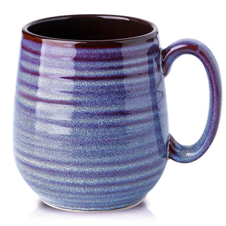 HASENSE Coffee Mugs Gift Set, 20 oz Ceramic Coffee Cups for Men and Women, Premium Large Tea Cups Gift Box with Coaster & Gold Spoon, Blue Couple Mugs for Wedding Holiday