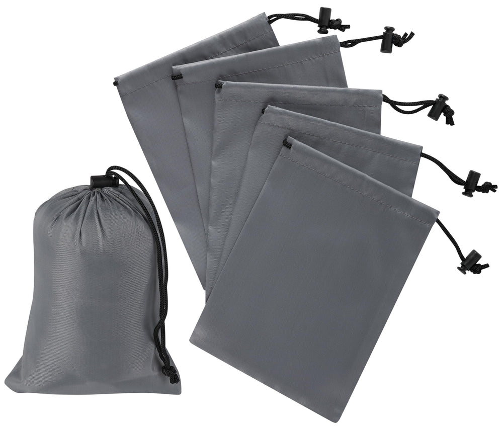 PALTERWEAR Drawstring Bag with Toggle - Nylon Cinch and Ditty Pouch - Six Pack (Black, 6 x 8 Inch, Set of 6)