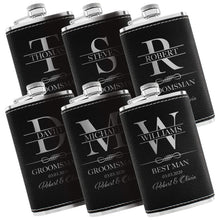 Personalized Hip Flasks Set of 6 - Engraved Leatherette 6 Oz, Best Man & Groomsmen Proposal Gifts, Wedding Party Favors - Chestnut #4