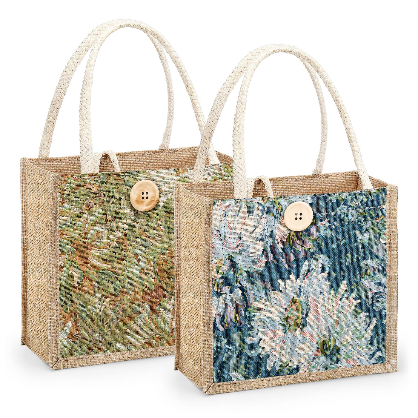 Women Tote Bag,2Pcs Jute Casual Tote's Handbag Embroidered Personalized Bento Bag,Reusable Grocery Bags Shopping Bags