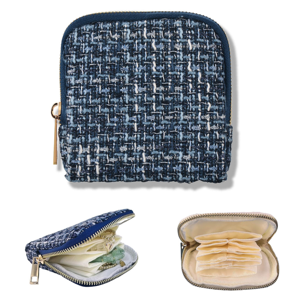 Small Travel Jewelry Case, Soft Velvet Organizer Pouch for Bangles, Bracelets, large Earrings, Beaded necklaces, Anti-Scratch & Portable Jewelry Bag Holder for Daily Use & Gift (Ocean Blue)