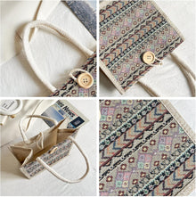 Women Tote Bag,2Pcs Jute Casual Tote's Handbag Embroidered Personalized Bento Bag,Reusable Grocery Bags Shopping Bags