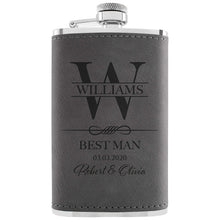 Personalized Hip Flasks Set of 6 - Engraved Leatherette 6 Oz, Best Man & Groomsmen Proposal Gifts, Wedding Party Favors - Chestnut #4