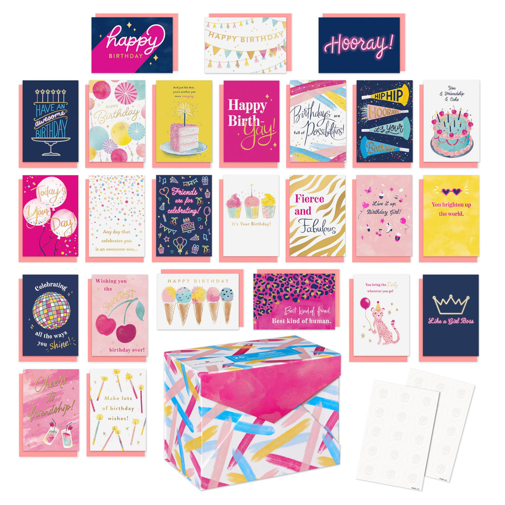 American Greetings 30-Count All Occasions Card Bundle with Keepsake Box and Envelopes- Designed by Stop The Clock