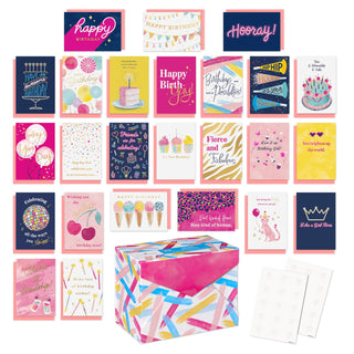 American Greetings 30-Count All Occasions Card Bundle with Keepsake Box and Envelopes- Designed by Stop The Clock