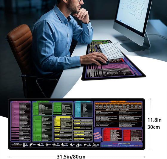 All-in-One Office & Gaming Mouse Pad: Excel/Word/Power Point Mouse pad - XL Waterproof, Non-Slip Desk Mat with Stitched Edges 31.5 x 11.8inches x 3mm - hover image