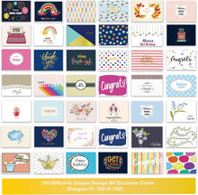 Janvale 100 All Occasion Cards Assortment Box with Color Envelopes，All Occasion Cards Set with Greeting Inside, Large 5 x 7 inch Cards with Stickers and Dividers