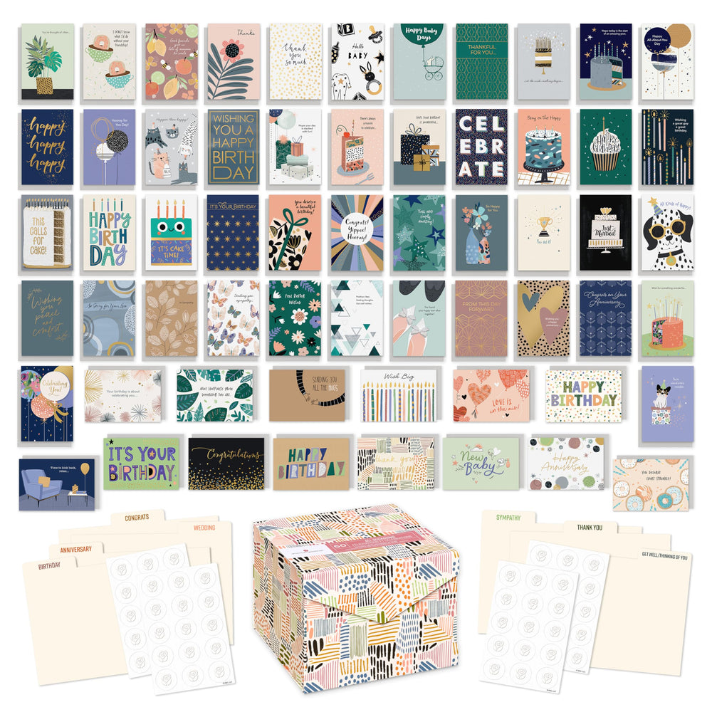 American Greetings 60-Count All Occasion Greeting Card Assortment with Storage Box, Dividers, Envelopes and Seals (Kathy Davis Designs)