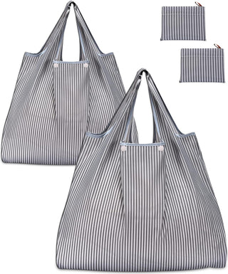 KINGMAS Reusable Grocery Bags, Eco-Friendly Folding Tote Shopping Bag fits in Pocket, Washable Waterproof Nylon Pouch Bags