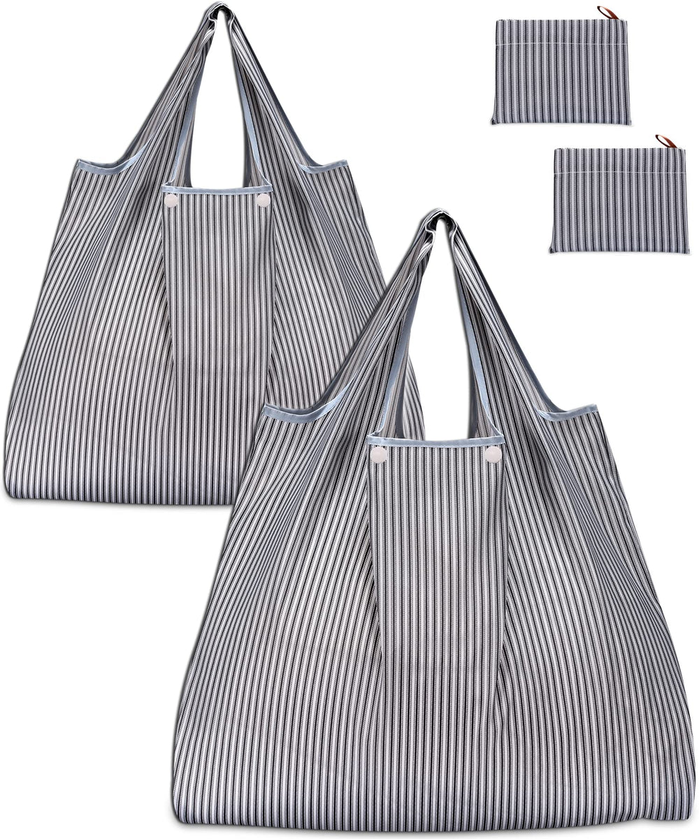 KINGMAS Reusable Grocery Bags, Eco-Friendly Folding Tote Shopping Bag fits in Pocket, Washable Waterproof Nylon Pouch Bags
