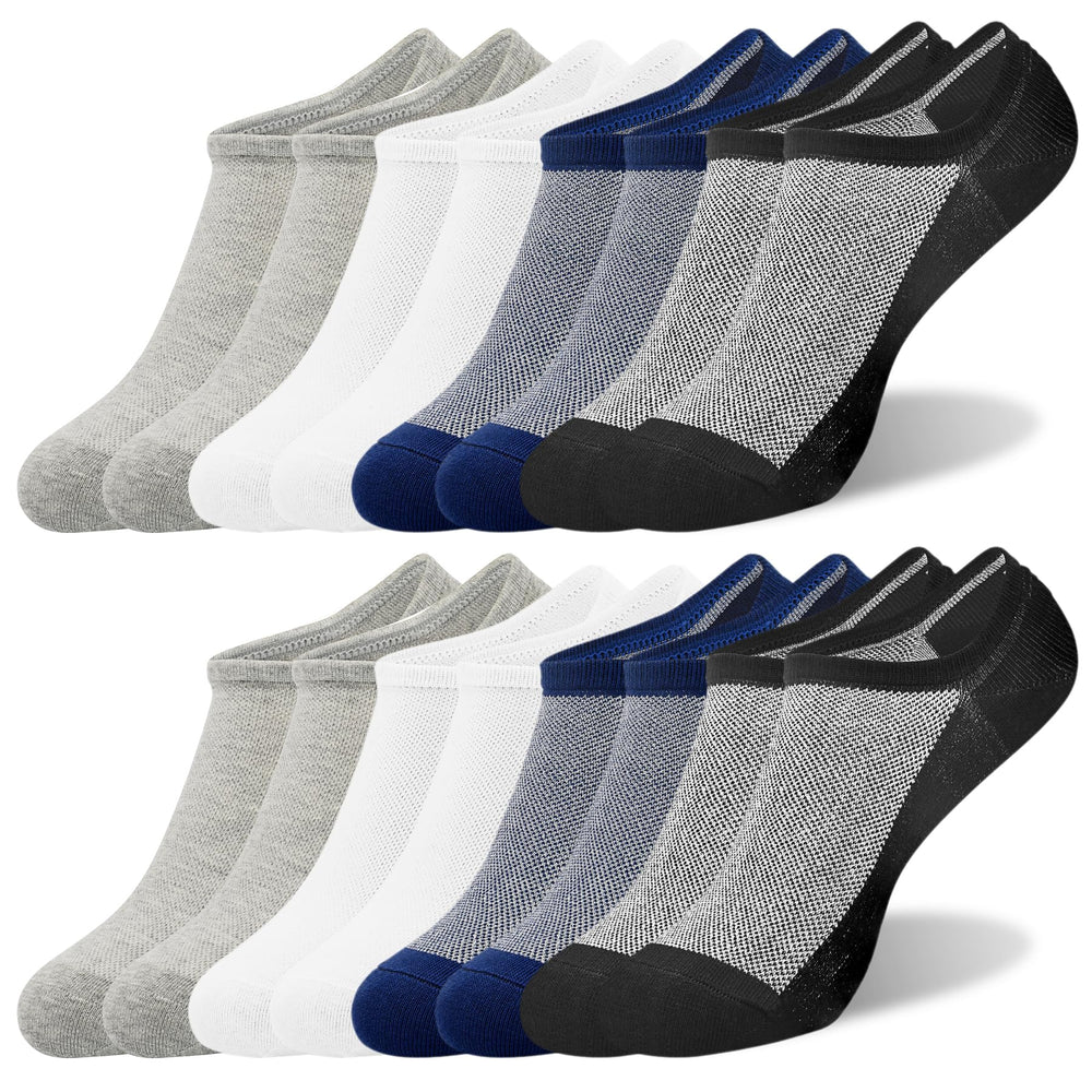 SkiBeaut Men Socks 4 or 8 Pairs No Show Low Cut Casual Athletic Running Cotton Invisible Socks US Size 6-12