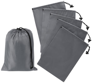 PALTERWEAR Drawstring Bag with Toggle - Nylon Cinch and Ditty Pouch - Six Pack (Black, 6 x 8 Inch, Set of 6)