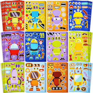 JOYIN 36 Sheets 9"x6" Make a face Stickers for Kids, Make Your Own Animal Stickers with Unicorn, Dinosaur, Sea and Safari Animals, Crafts Birthday Party Favors, Goodie Bags Classroom Activities