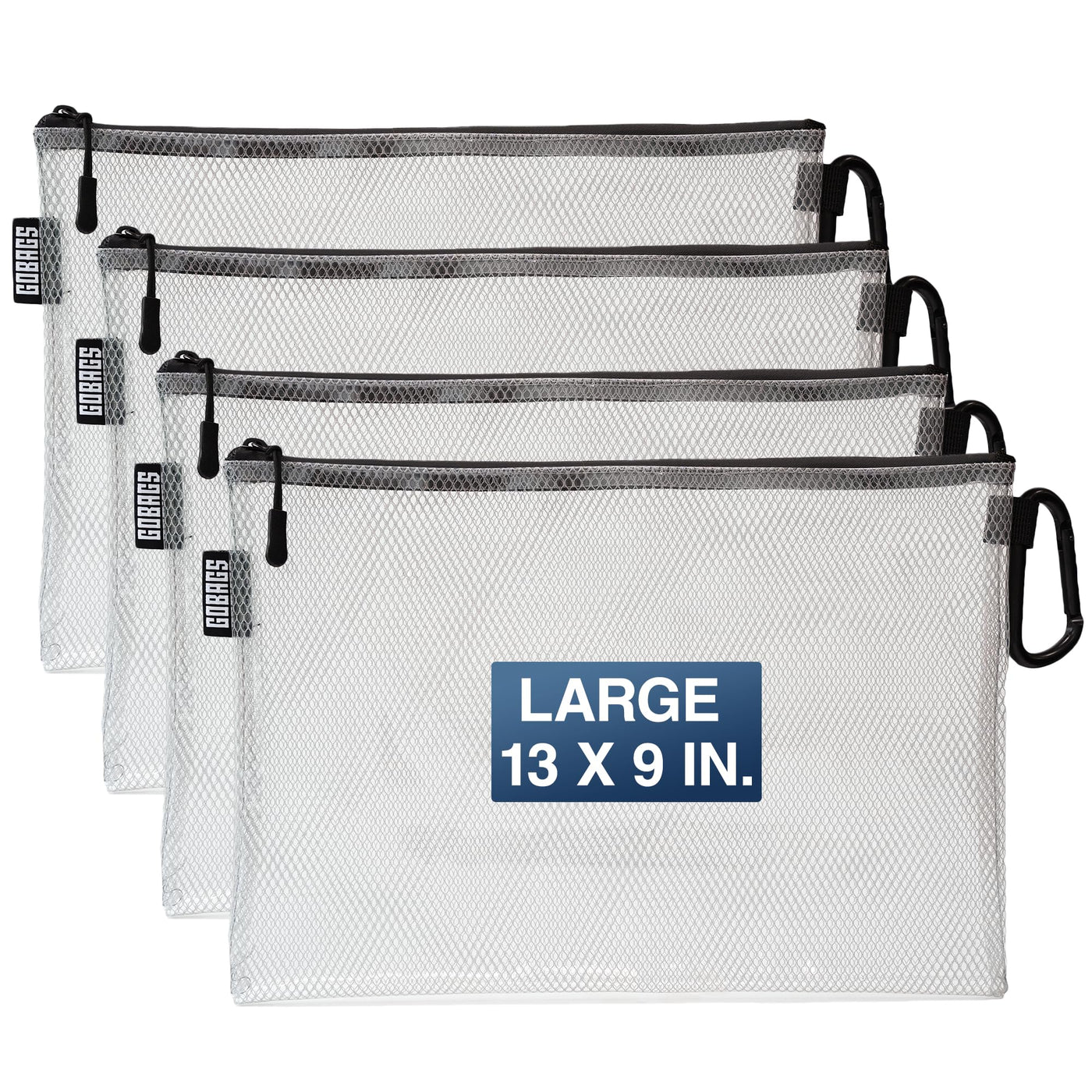 GOBAGS Air Production Multi‑Size Clear Zipper Pouch (4‑Pack) – Cable Organizer & Travel Gear Bag for Electronics, Camera Accessories, Tool Pouch & Small Tech Storage