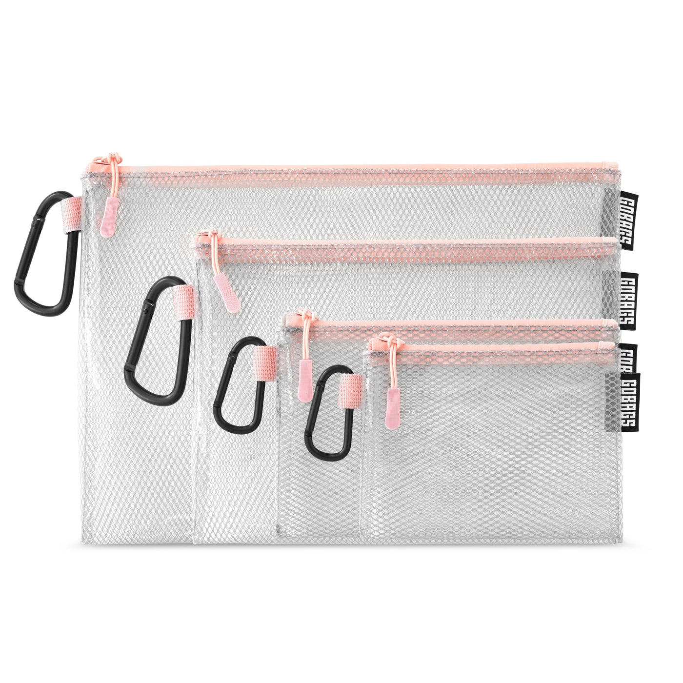 GOBAGS Air Production Multi‑Size Clear Zipper Pouch (4‑Pack) – Cable Organizer & Travel Gear Bag for Electronics, Camera Accessories, Tool Pouch & Small Tech Storage