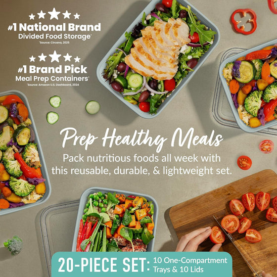 Bentgo Prep - 20-Piece 1-Compartment Reusable Meal Prep Containers with Lids, PFAS & BPA Free Materials, Durable, Microwave, Freezer, & Dishwasher Safe To Go Food Storage (Mint) - hover image