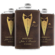 Groomsmen Gifts, Personalized Hip Flasks, Groomsmen Proposal, 6 Oz Engraved Leatherette Flasks for Men, Best Man Gifts for Wedding, Groomsmen Gifts for Wedding - Black #2