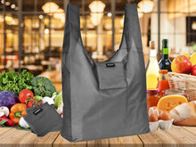 Masirs Reusable Shopping Bags 6 Pack, Foldable Grocery Tote with Pouch Large Packable Ripstop Polyester Sacks, Washable Lightweight Eco Friendly Reusable for Groceries and Shopping, Grey