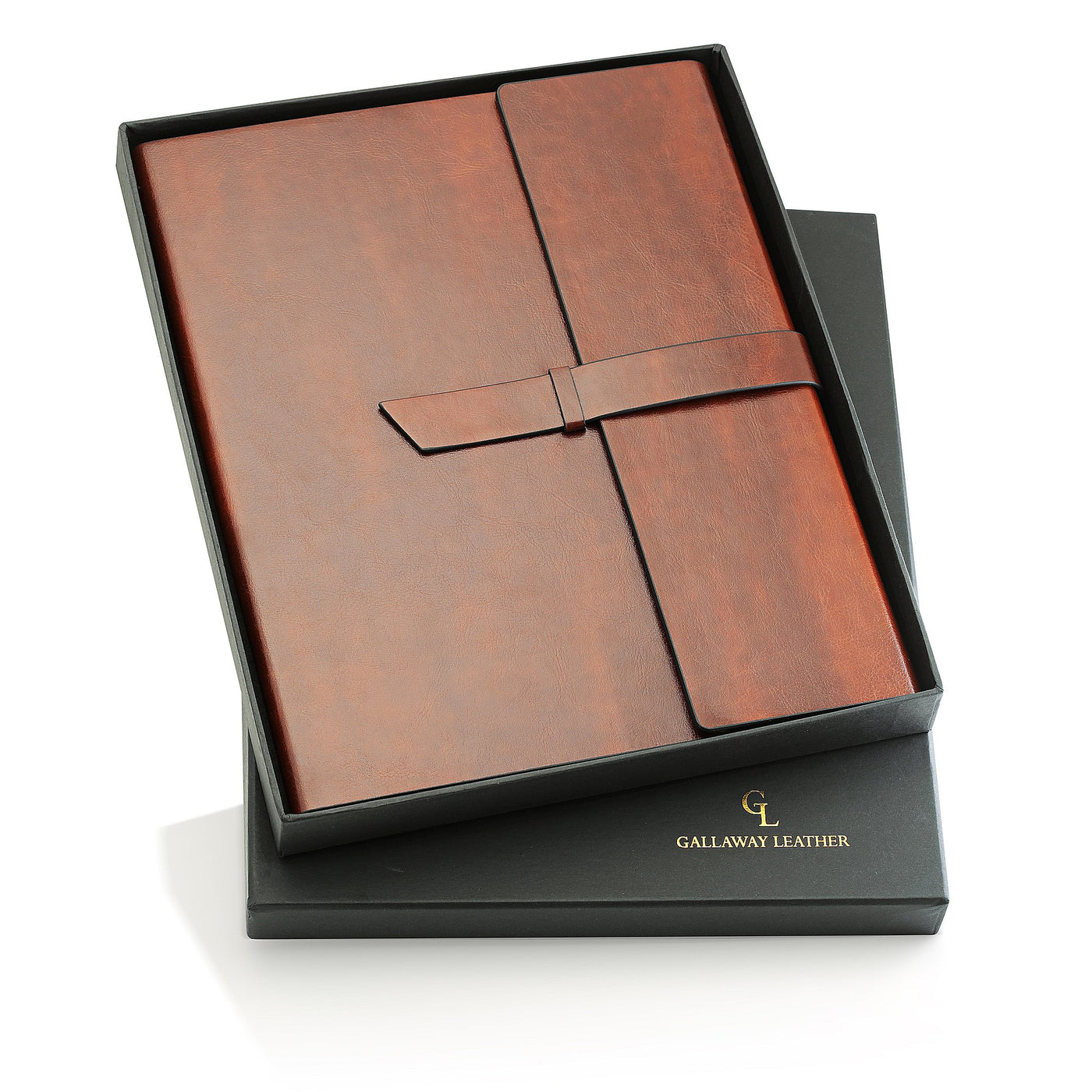 GALLAWAY LEATHER Padfolio Portfolio Folder – Slim Portfolio Folio Organizer Holder for Letter Legal A4 Note Pads Notebooks for Men Women Refillable Business Leather Portfolio Binder, Dark Chocolate