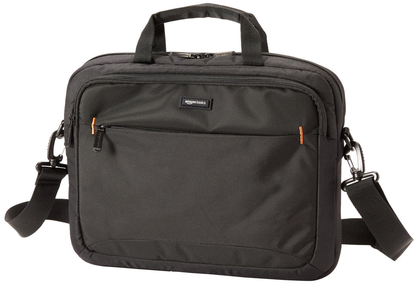 Amazon Basics 15.6 in Laptop Bag with Shoulder Strap and Handle, Large Capacity, Spacious Compartments, Black
