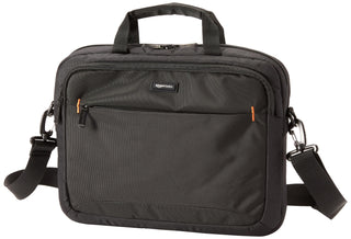Amazon Basics 15.6 in Laptop Bag with Shoulder Strap and Handle, Large Capacity, Spacious Compartments, Black