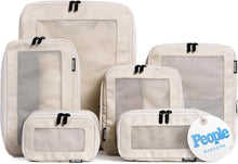 Aerotrunk Compression Packing Cubes for Travel - Luggage Organizer Bags - Double Zipper Packing Cubes for Suitcases (6-Pack, Beige)