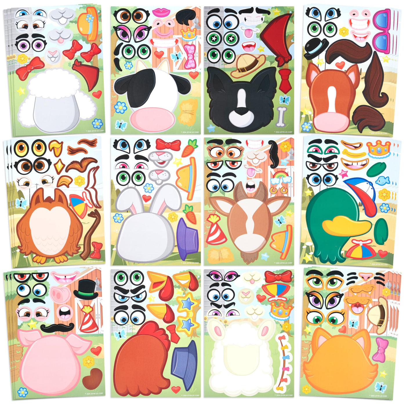 JOYIN 36 Sheets 9"x6" Make a face Stickers for Kids, Make Your Own Animal Stickers with Unicorn, Dinosaur, Sea and Safari Animals, Crafts Birthday Party Favors, Goodie Bags Classroom Activities