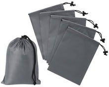 PALTERWEAR Drawstring Bag with Toggle - Nylon Cinch and Ditty Pouch - Six Pack (Black, 6 x 8 Inch, Set of 6)