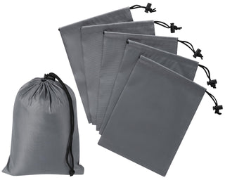 PALTERWEAR Drawstring Bag with Toggle - Nylon Cinch and Ditty Pouch - Six Pack (Black, 6 x 8 Inch, Set of 6)
