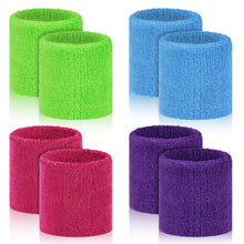 8 Pcs Sports Wrist Sweat Bands for Men & Women， Absorbent Wrist Sweatbands Tennis Wristbands, Elastic Wrist Bands for Sweat for Basketball Tennis Football Gym Running Working Out