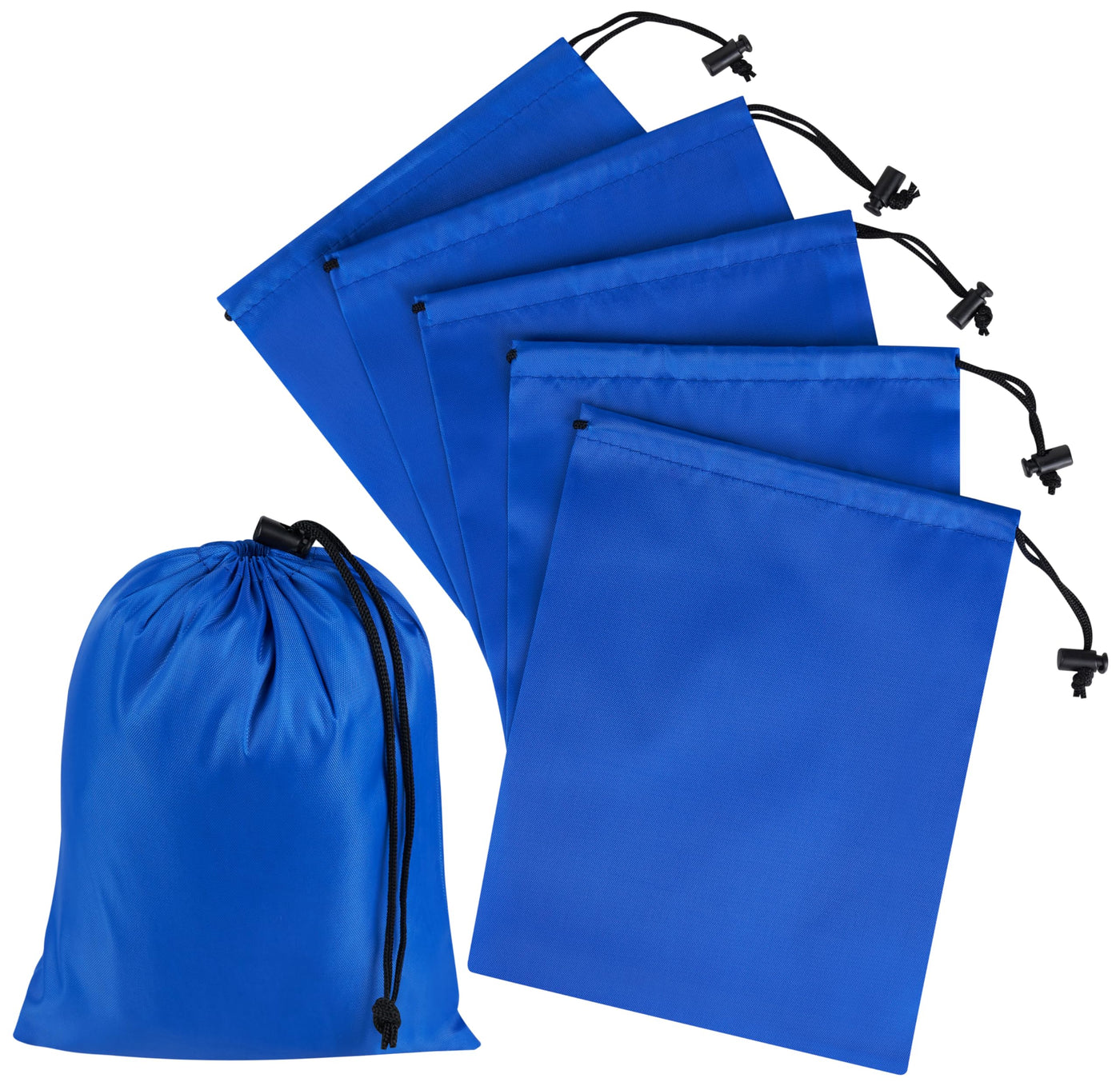 PALTERWEAR Drawstring Bag with Toggle - Nylon Cinch and Ditty Pouch - Six Pack (Black, 6 x 8 Inch, Set of 6)