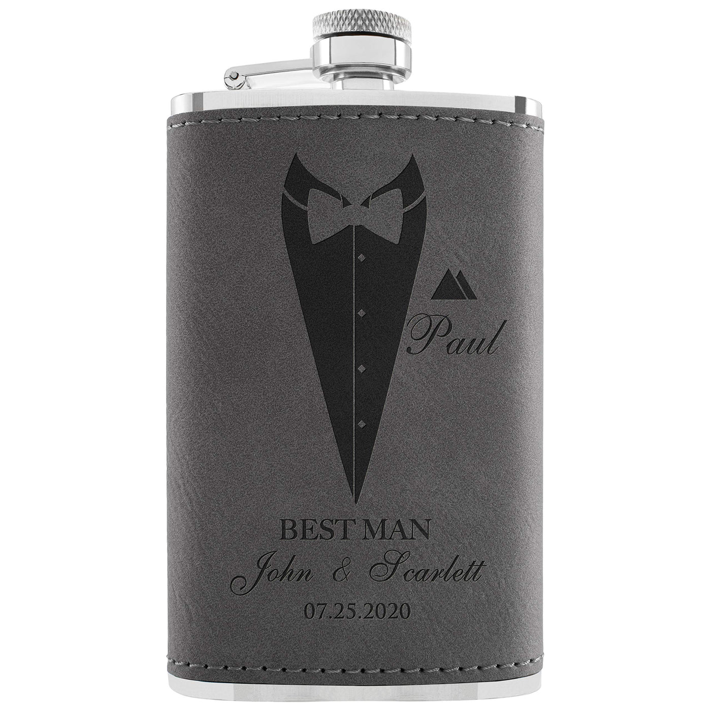 Groomsmen Gifts, Personalized Hip Flasks, Groomsmen Proposal, 6 Oz Engraved Leatherette Flasks for Men, Best Man Gifts for Wedding, Groomsmen Gifts for Wedding - Black #2
