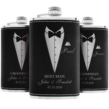 Groomsmen Gifts, Personalized Hip Flasks, Groomsmen Proposal, 6 Oz Engraved Leatherette Flasks for Men, Best Man Gifts for Wedding, Groomsmen Gifts for Wedding - Black #2