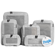 Aerotrunk Compression Packing Cubes for Travel - Luggage Organizer Bags - Double Zipper Packing Cubes for Suitcases (6-Pack, Beige)