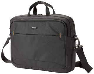 Amazon Basics 15.6 in Laptop Bag with Shoulder Strap and Handle, Large Capacity, Spacious Compartments, Black