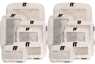 Aerotrunk Compression Packing Cubes for Travel - Luggage Organizer Bags - Double Zipper Packing Cubes for Suitcases (6-Pack, Beige)