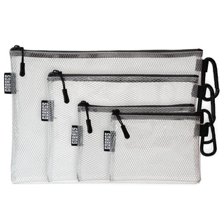 GOBAGS Air Production Multi‑Size Clear Zipper Pouch (4‑Pack) – Cable Organizer & Travel Gear Bag for Electronics, Camera Accessories, Tool Pouch & Small Tech Storage