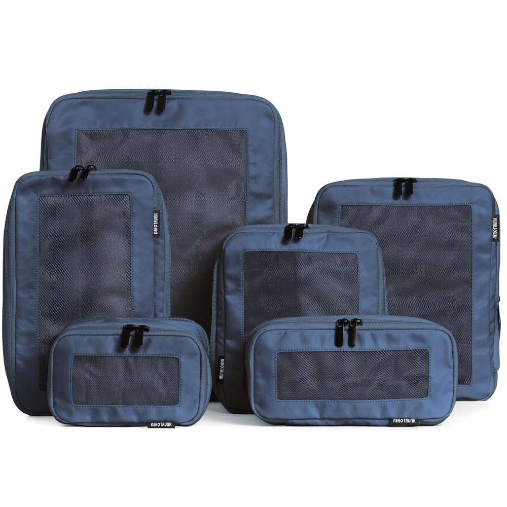 Aerotrunk Compression Packing Cubes for Travel - Luggage Organizer Bags - Double Zipper Packing Cubes for Suitcases (6-Pack, Beige)