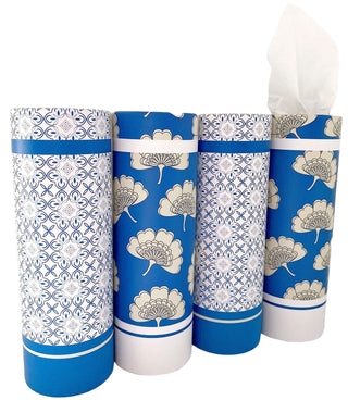 200 Sheets Car Tissues Holder with Facial Tissues 3-ply Travel Tissue Tubes 4 PK Tissues Box Container Perfect Fit for Car Cup Holder Cylinder (Pink)
