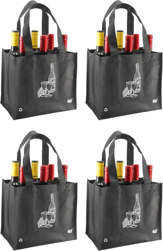 CYMA Reusable 6 Bottle Wine Tote- 4 Pack