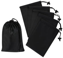 PALTERWEAR Drawstring Bag with Toggle - Nylon Cinch and Ditty Pouch - Six Pack (Black, 6 x 8 Inch, Set of 6)