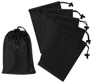 PALTERWEAR Drawstring Bag with Toggle - Nylon Cinch and Ditty Pouch - Six Pack (Black, 6 x 8 Inch, Set of 6)