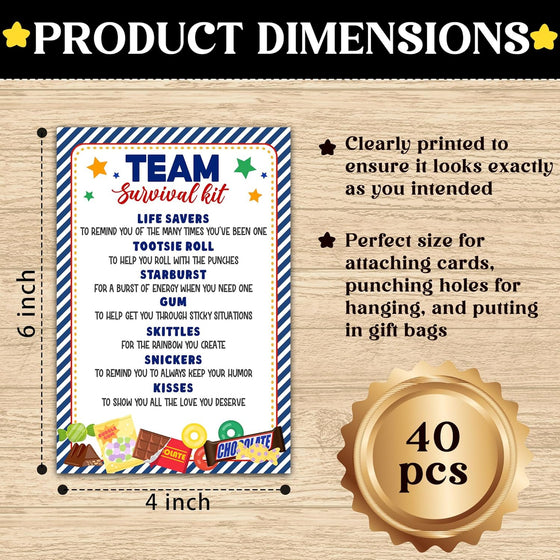 40 Pcs Team Survival Kit Gift Tag, Blue Candy Theme Staff Appreciation Tags for Gift Bags, Welcome to the Team Gifts for Volunteers Employees - KA02 - hover image