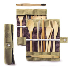 Greenzla Double Pack Bamboo Utensils Set with Bonus Toothbrush Pair, Straw, Spoon, Fork, Knife, Teaspoon, Chopsticks, Brush & Duo Storage Bags - Reusable Bamboo Cutlery - Wooden Utensil Set