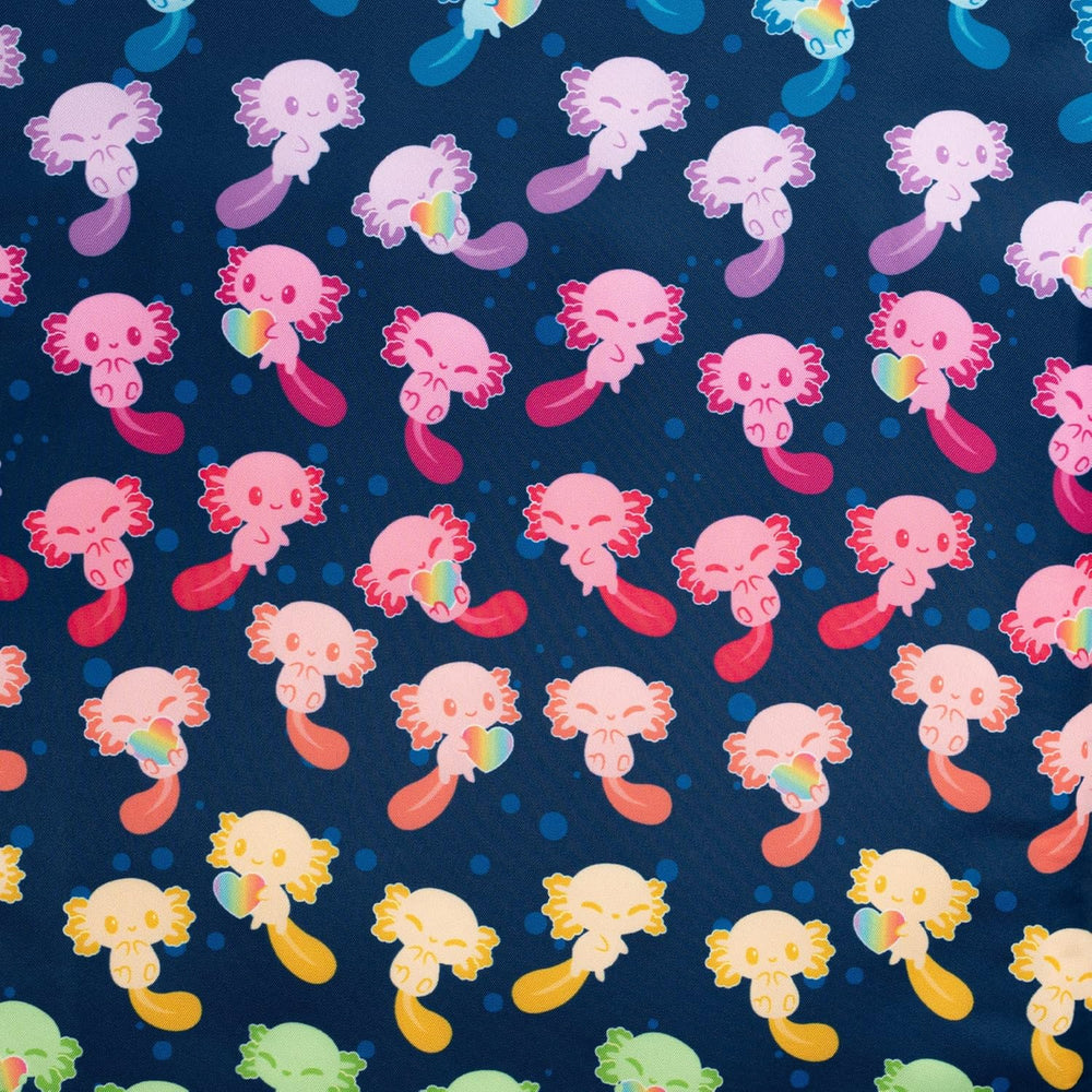 TeeTurtle - Plushie Tote Bag - Blue + Rainbow Axolotl - From the creators of the Original Reversible Octopus Plushie - Take Your Plush Pal Wherever You Go!