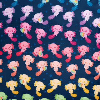 TeeTurtle - Plushie Tote Bag - Blue + Rainbow Axolotl - From the creators of the Original Reversible Octopus Plushie - Take Your Plush Pal Wherever You Go!