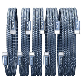 LISEN USB C to USB C Cable, 5-Pack [3.3/3.3/6.6/6.6/10FT] for iPhone 17 Charger Cord, 60W C to C Cable Fast Charging for iPad, iPhone 16 15 Pro Max, Galaxy S25/S24 USBC to USBC Cable Gifts for Men